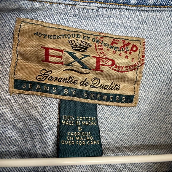 Vintage 90's EXP Jeans By Express Blue Denim Trucker Jacket - Picture 3 of 10
